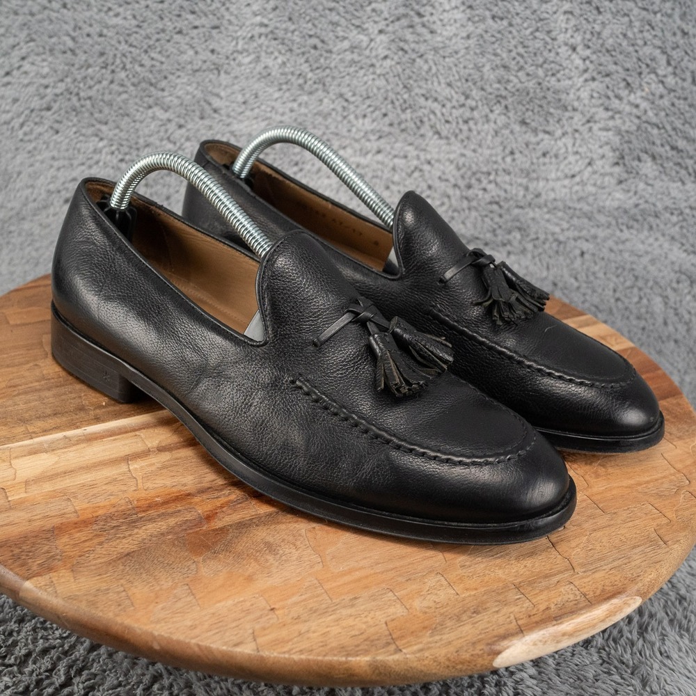 Allen Edmonds Perugia Tassel Loafers Mens Sz 8 Pebbled Black Leather Made Italy